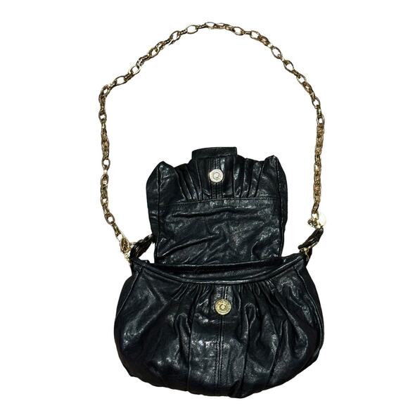 Gustto soft black leather shoulder back with gold hardware and strap - Picture 3 of 12